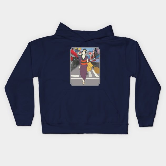 Ameyoko Geisha Kids Hoodie by The Graphicallist